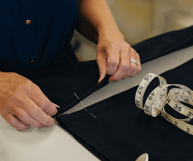 Pants being modified by tailor