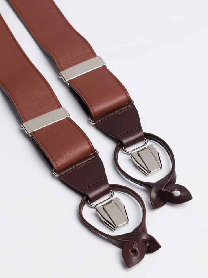 Men's Chestnut Brown Leather Suspenders