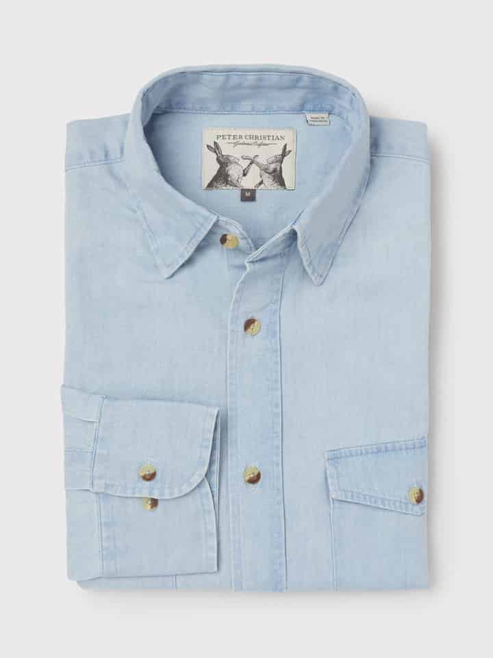 Men's Blue Cotton Chambray Shirt