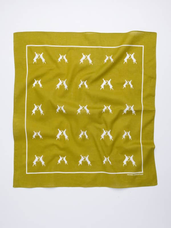 Green & White Hares Print Neckerchief