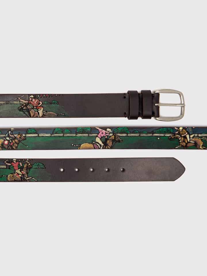 Polo Hand Painted and Stitched Leather Belt