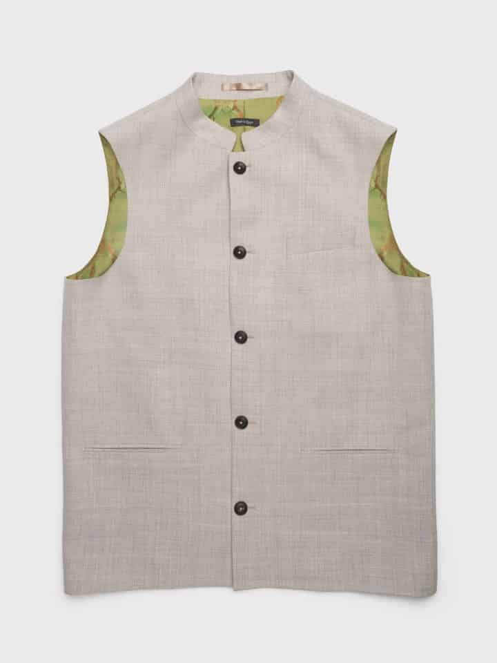 Men's Wool & Egyptian Cotton Nehru Gilet Front